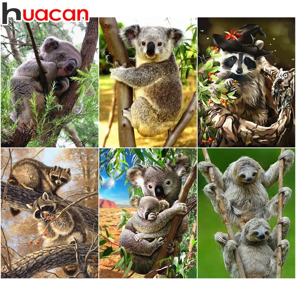 HUACAN Алмазная картина Koala 5D Diy вышивка животное ленивое полное квадратное