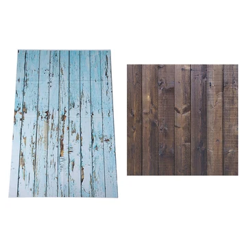 

2 Pcs 100X150Cm Photography Backgrounds for Photo Studio Portrait, Blue & Dark Brown