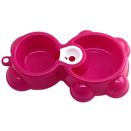 Pink Трансер собака кошка блюдо кормушка для воды и корма чаша фонтан медведь Двойная чаша горячий щенок миска для собак и кошек товары для домашних животных дропшиппинг# B20 - Цвет: Pink