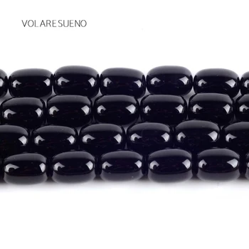 

Barrel Shape Black Agates Stone Natural Loose Beads 15” 10x14mm Spacer Beads For Necklace Bracelet Accessory Jewelry Making