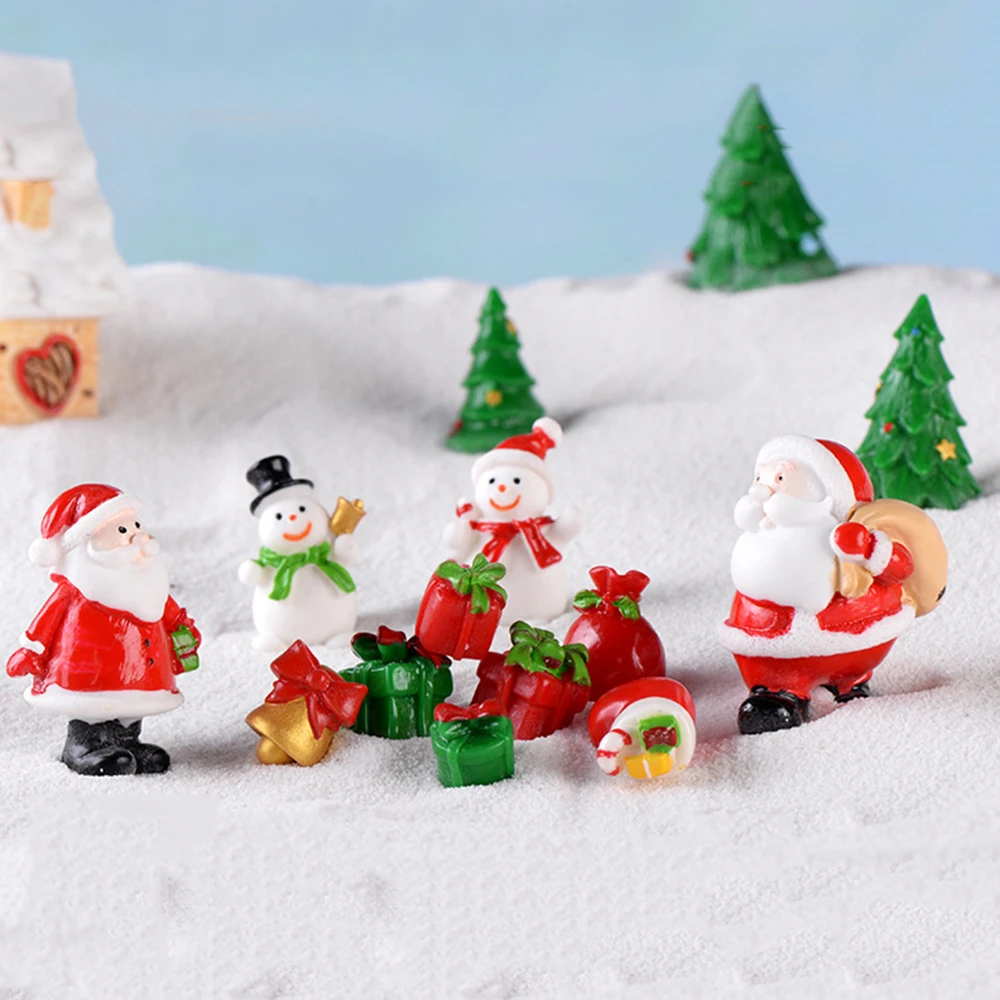 Deer Bonsai Decor Miniature Snowman Christmas Figurines Santa Claus Xmas Tree 