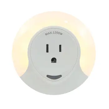 

Plug In Night Light With Charging Socket Light Sensor Control LED Bedside Lamp Bathroom 3 Modes Room Lighting 110v