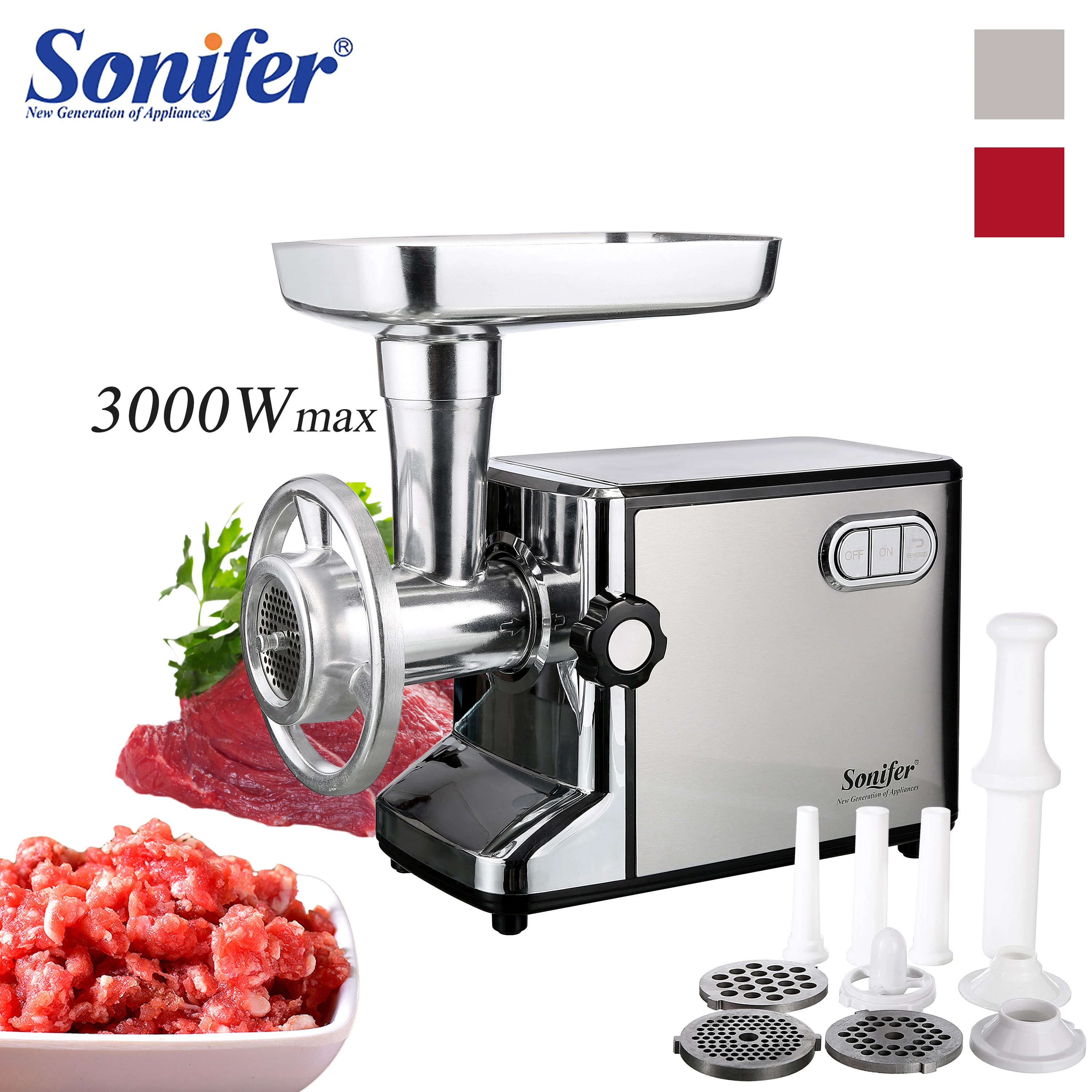 Электрические мясорубки Sonifer с корпусом из нержавеющей стали, 3000 Вт - изображение