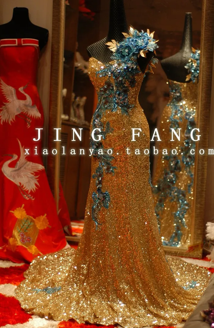 Горячая Сексуальная одно плечо vestido de renda вечерние robe de soiree золотой блестка длинное вечернее платье Мать невесты платья
