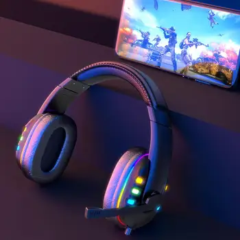 

New AK47 Colorful Glow LED Light Computer Headphones Head-mounted Gaming Headset With Microphone Wired Stereo Bass Earphons