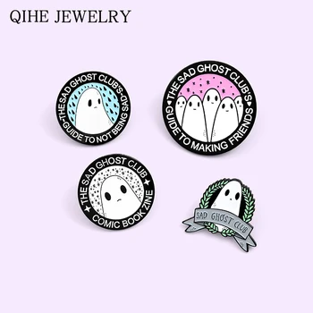 

Lonely Sad Ghosts Soft Enamel Pin Badge Round Inspiring Quote It's OK to be yourself Brooch Pin Wholesale Gift For Friends