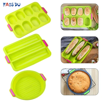 

Silicone Muffin Round Cake Baguette Non-stick Mold Household Reusable Temperature Resistant Bakeware Tray Mold Baking Tools