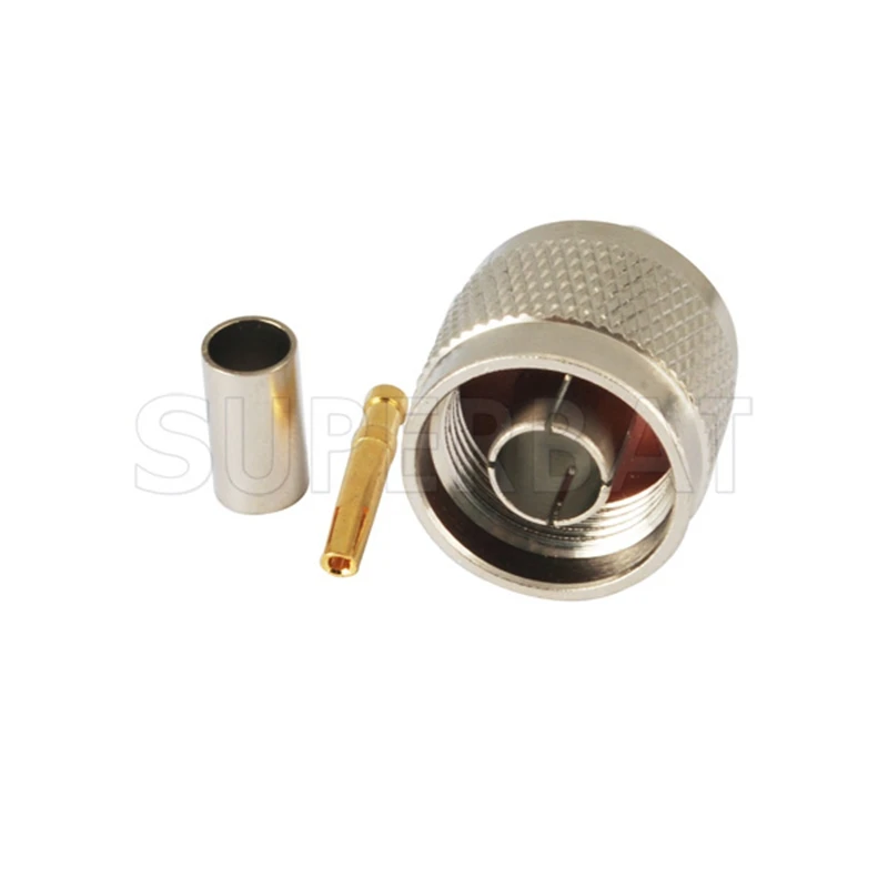 Superbat 10pcs RP-N Crimp Male/Female Pin RF Coaxial Connectors for RG58 RG142 RG400 LMR195 Coaxial Cables Communication Tools