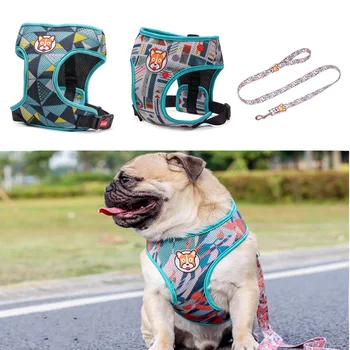 

No-Pull Pet dog Harness Adjustment Colorful pattern Easy Control Handle for Small Medium Dogs Training Walking vest harness