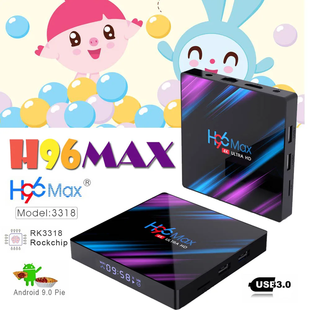 ТВ-бокс H96 MAX Android 9,0 Rockchip RK3318 4 Гб 64 Гб Поддержка 4K H.265 HD Netflix Youtube H96MAX Smart tv Box медиаплеер