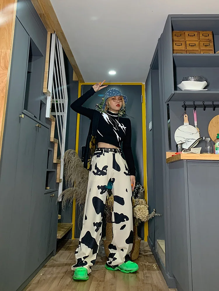 XUXI Comfortable Cow Wide Leg Pants Directly Canister Thin Woman Leisure Pants To Mop The Floor White Sweatpants FZ0137