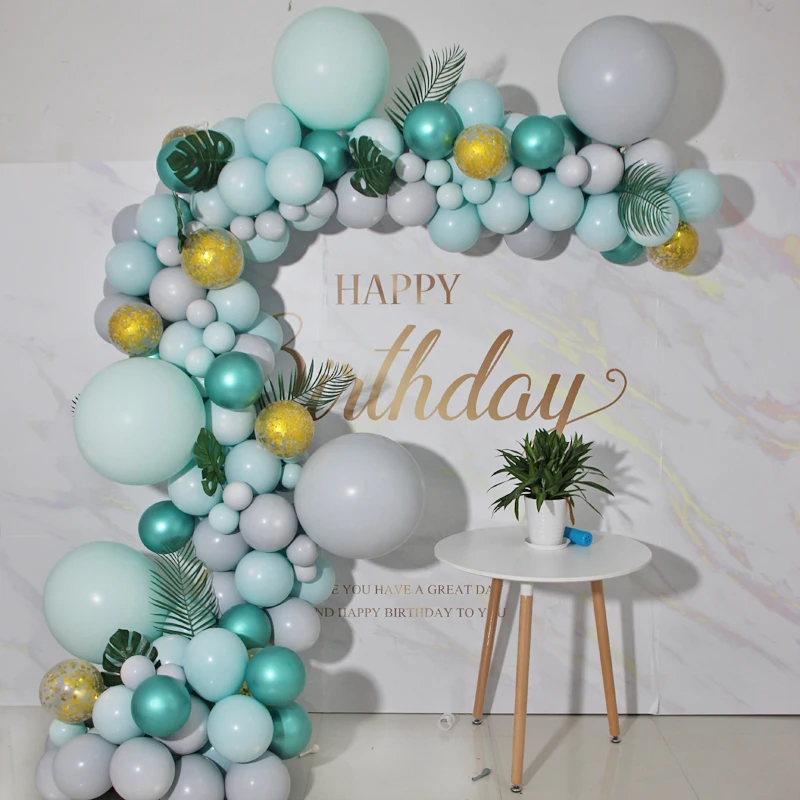 

187pcs/set Macaroon Pastel Balloon Arch Balloons Garland Kit Blue Grey Globos Chrome Green Wedding Birthday Party Decor