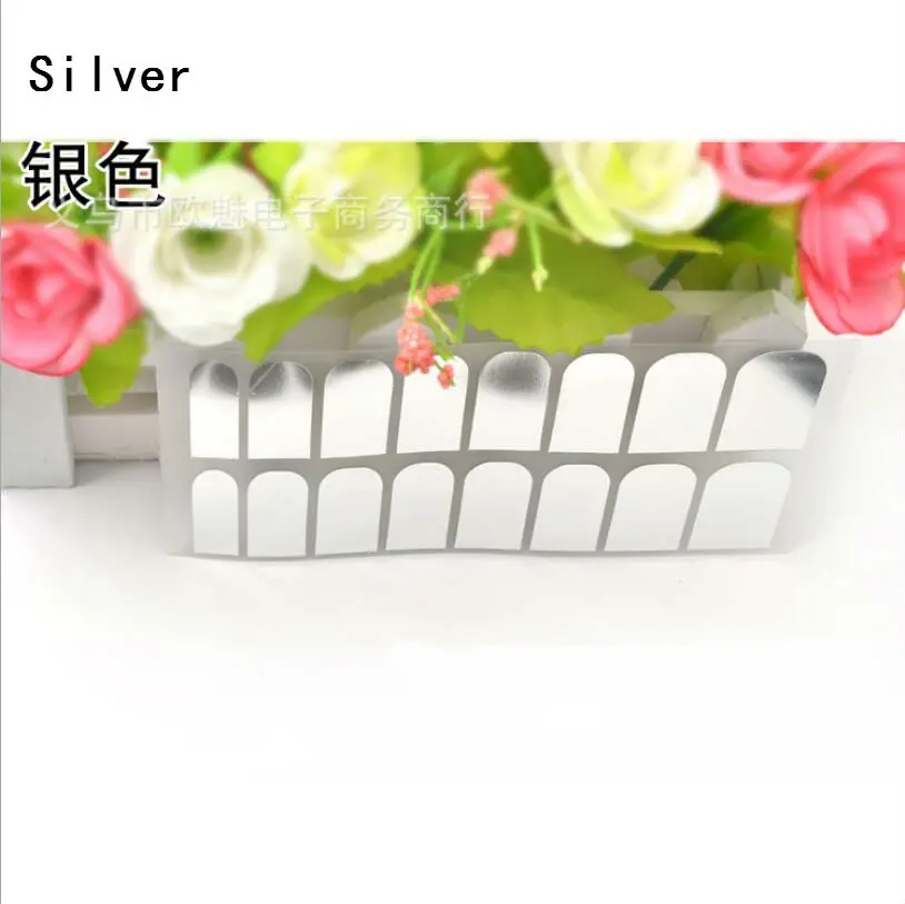 Silver Лак для ногтей Наклейка аппликация Золотой Серебряный черный металлическая наклейка для ногтей украшения наклейки для ногтей - Цвет: Silver