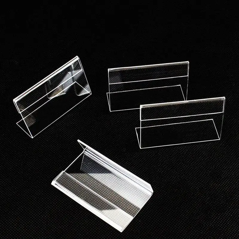 10 PCS Acryl T 1,5mm Klar Kunststoff Schreibtisch Zeichen Label Display Karte Label Stehen Papier Halter Tag Preis Rahmen rahmen Halter Acry-in Aktenhalter aus Büro- und Schulmaterial bei