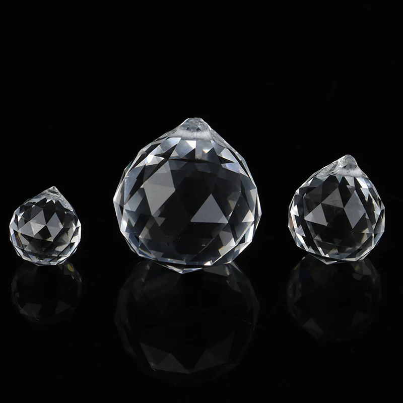 1Pcs Crystal Round Ball Prism Hanging Ornament DIY Pendant Accessory Xmas Decor Gift House Garden Decoration