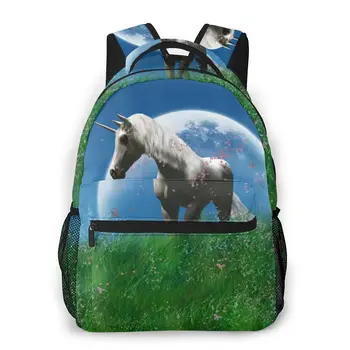 

Women fashion backpack male travel backpack mens bag large laptop shopping travel bag Unicorn In The Grass Field
