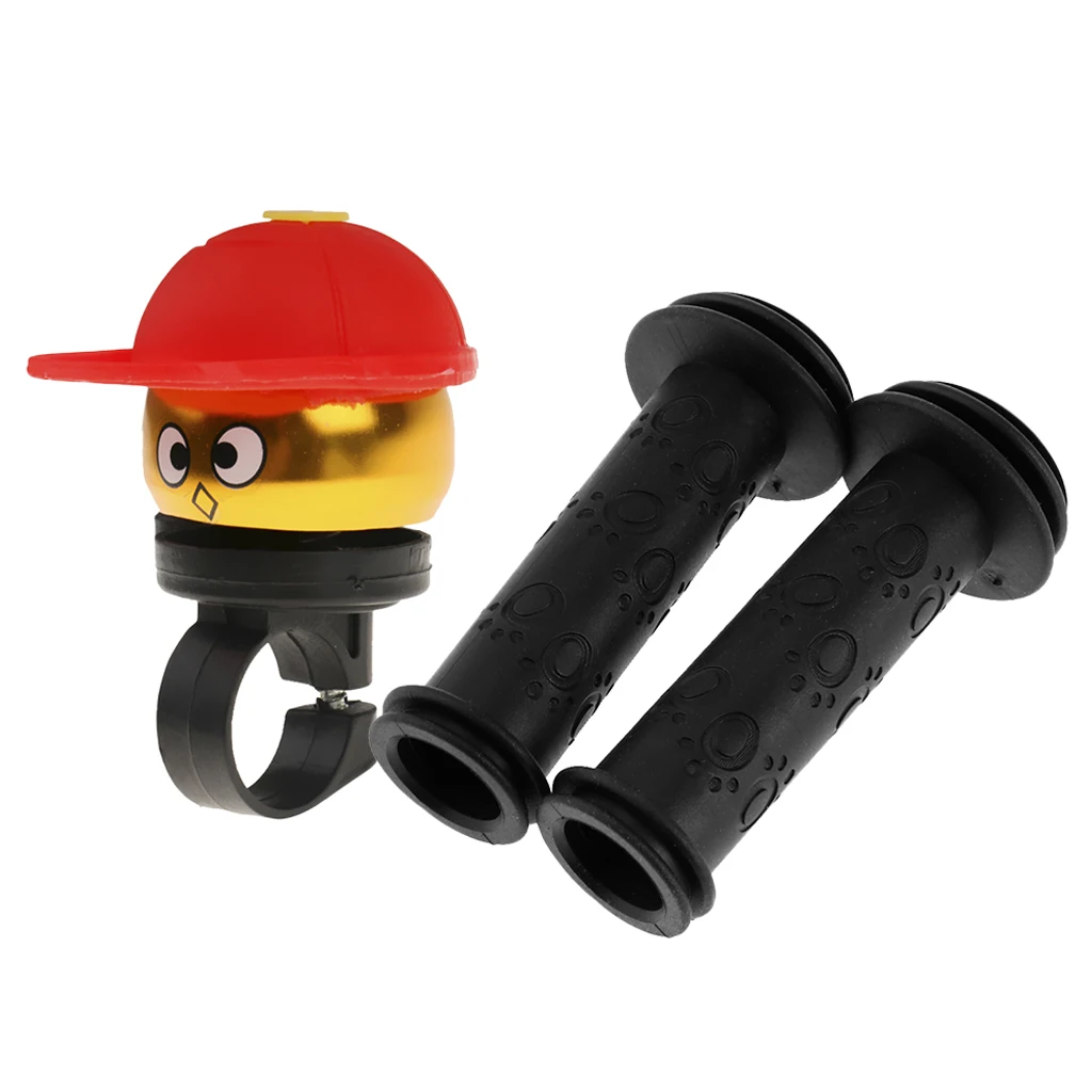Bicycle Handlebar Grips Replacement + Bike Ring Bell for Kids Boys Girls Bicycle Scooter