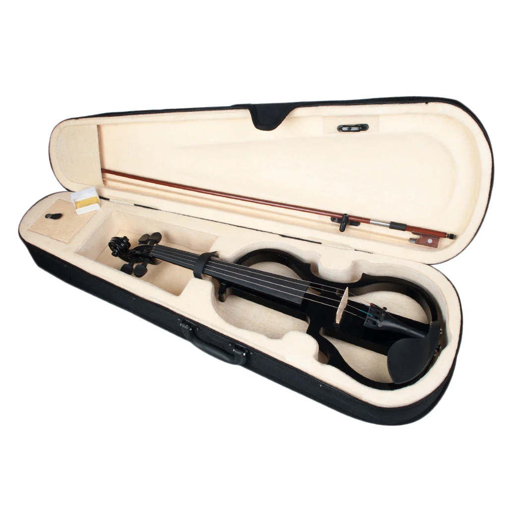 

Solid Wood Electric/Silent Violin with Violin Fiddle Accessories Fittings, 4/4, Black