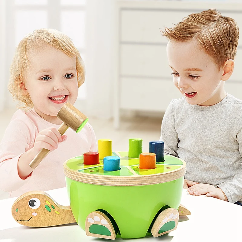 Wood Toys for Toddlers Learning Fine Motor Skills- Preschool Wooden Toys Hammering& Pounding Toys- Gifts for 2 Year Old Girl