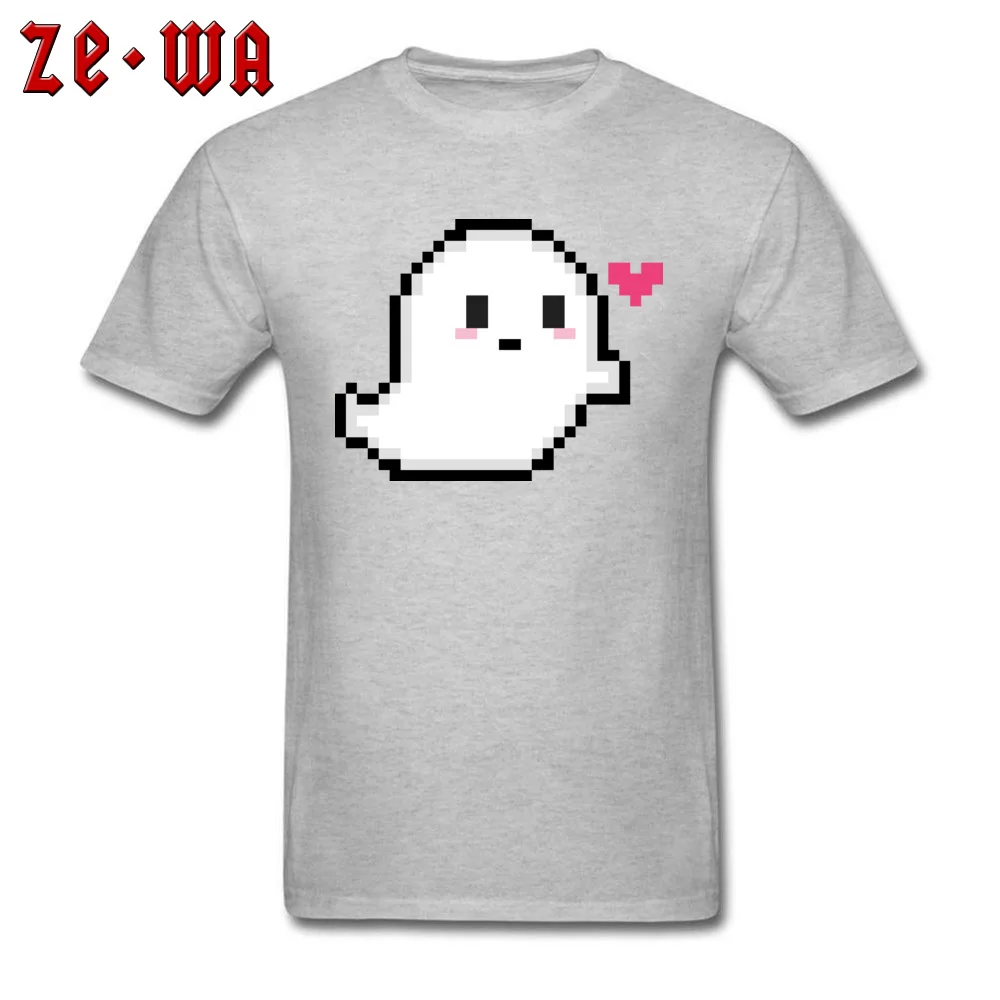 Cute Pixel Ghost YY Tops Tees Coupons Crew Neck Funny Short Sleeve Pure Cotton Men T Shirts Geek Top T-shirts Wholesale Cute Pixel Ghost YY grey
