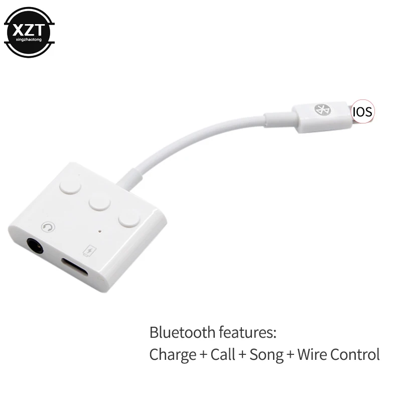 2 в 1 для lightning зарядное устройство прослушивания Bluetooth адаптер для iphone X 7 зарядный адаптер вызова 3,5 мм разъем сплиттер с кнопкой - Цвет: A