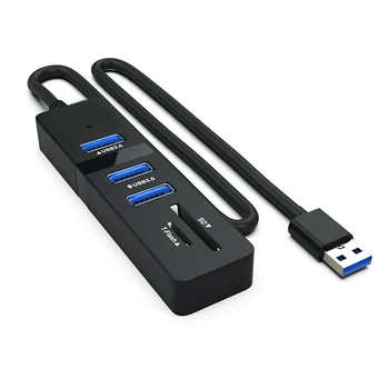 

Laptop Desktop High Speed Charger Fast USB3.0 Hub PC Data Sync Indicator Light 5Gbps Plug And Play SD TF Card Reader 3-port
