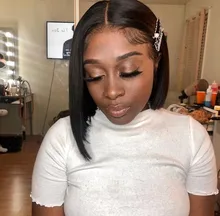 BAISI-peluca Bob brasileña con encaje frontal para mujer, pelucas de cabello humano 4x4 con cierre de encaje, peluca recta, peluca con malla frontal, malla con división Bob