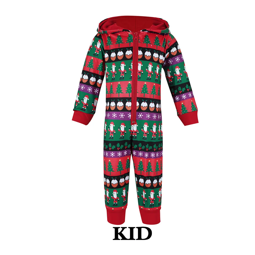 Рождественская Пижама; зимний комбинезон с длинными рукавами и принтом снежинок Санты; Семейные пижамы размера плюс; пижамные комплекты