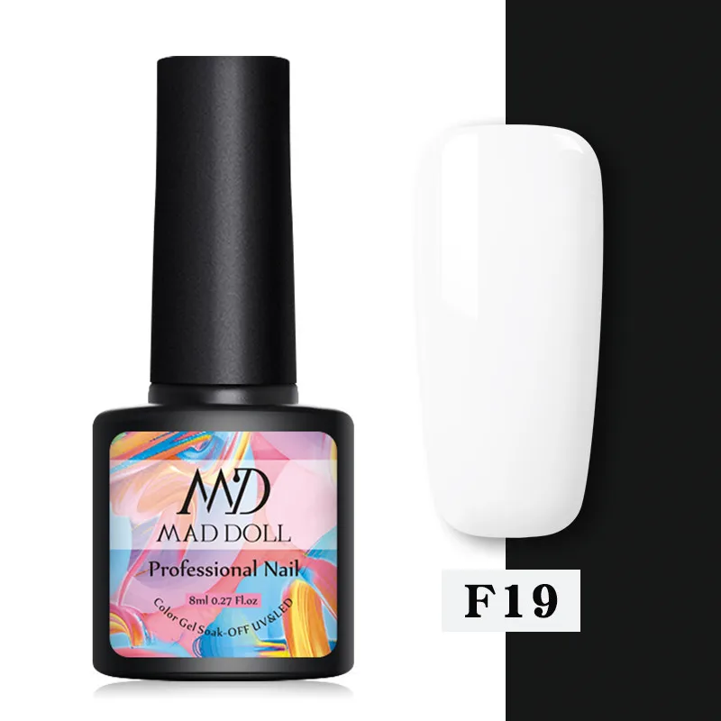 F19 MAD DOLL, 8 мл, Платиновый УФ-гель для ногтей, голографический цвет, яркий блеск, блестки, Гель-лак, замачиваемый, УФ светодиодный, Цветной Гель-лак, сделай сам - Цвет: F19