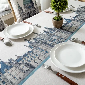 

Cross-Border Exclusively for Cotton Digital Printing Waterproof Castle British Style Coffee Table Tablecloth Table Cloth