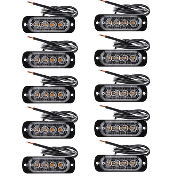 

Bulbs Car strobe Lights IPX-4 Replacement 10pcs Bar Amber 12-24V Lamps