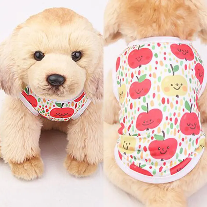 2021 Summer Cartoon Cat Vest Dog T-Shirts Print Pet Clothes Costume Cats Thin Clothing For Small Dogs Chihuahua Cute Puppy Vest