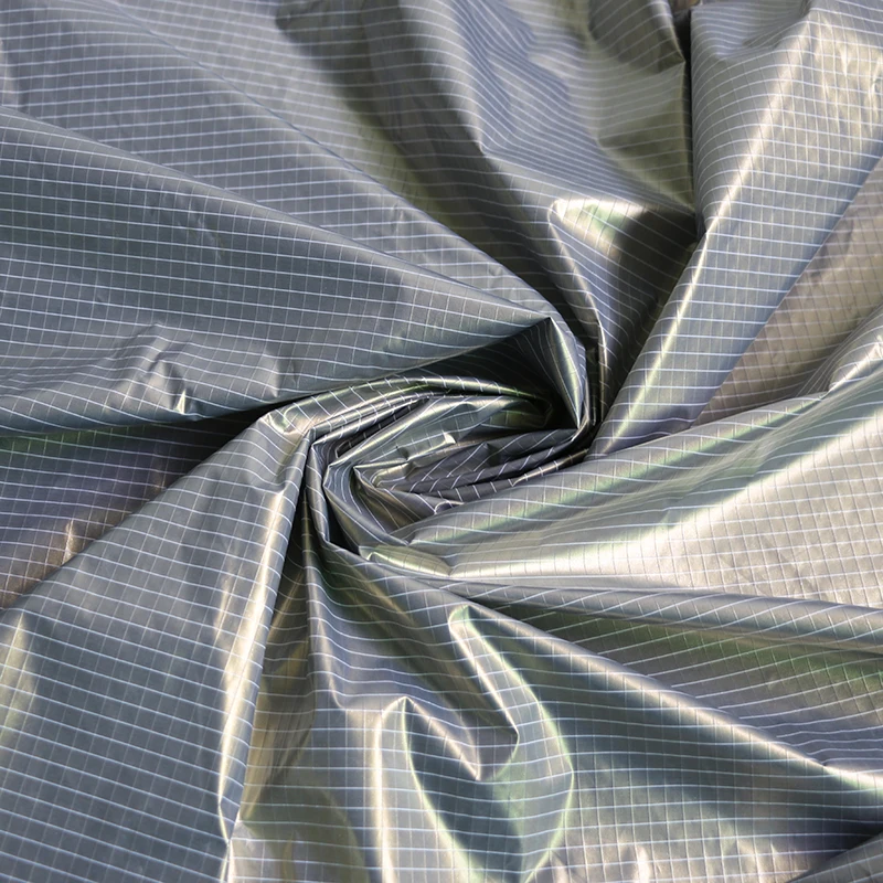 Per Meter Qualität Nylon Rip-Stop Stoff Plaid Glitter Cired Winterjacke Material – Detail 4