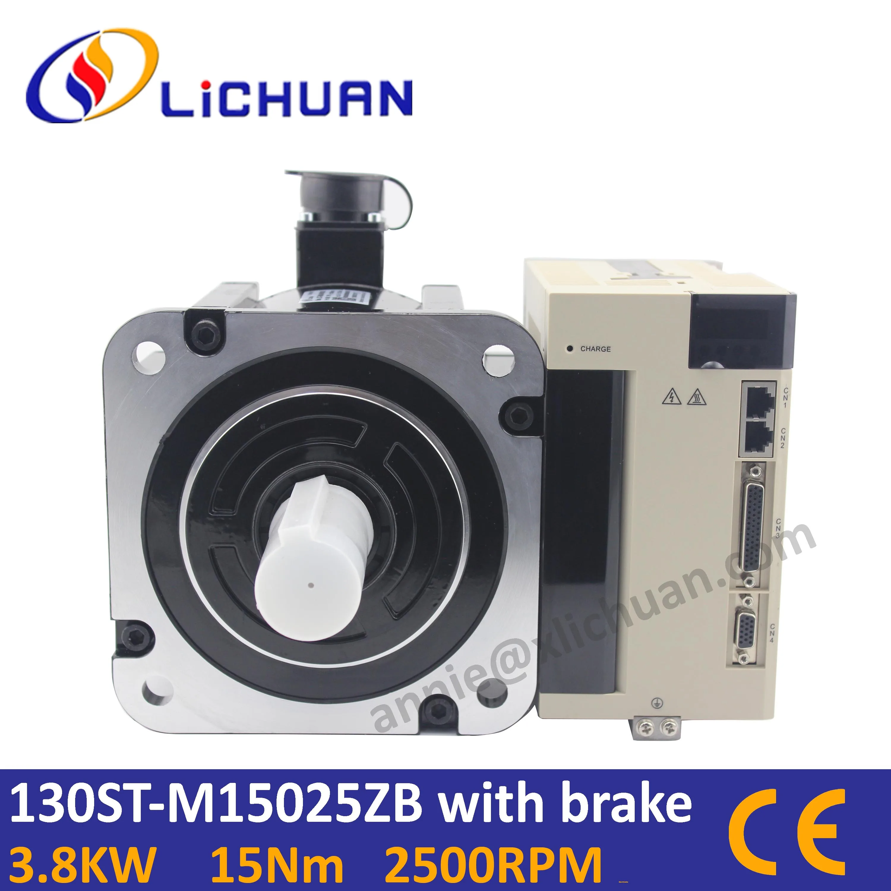 

3.8KW servo motor with brake+AC servo driver set AC380V 3Ph or AC220V 1Ph 130ST-M15025 15Nm 2500rpm for large CNC lath machine