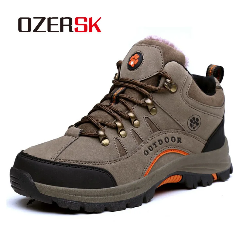 

OZERSK Brand 2019 Men Ankle Short Plush Boots Autumn Winter Men Snow Boots Slip On Boots High Quality Adult Warm Footwear