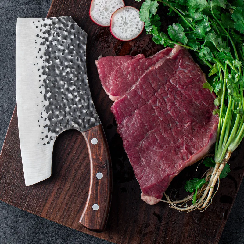 

Stainless Steel 5Cr15mov Forged Kitchen Chinese Knife Meat Cleaver Hammer Pattern Fruit Chef Slicer Chopping Knives