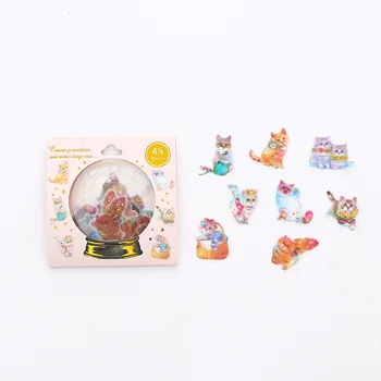 

48pcs /Pack Hot Stamping Meow Cats Decorative Stickers DIY Stick Label Diary Notebook Decor