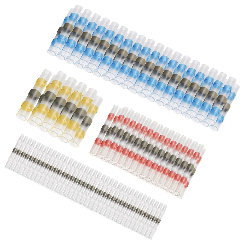 150/100/50 шт изолированный паяльный рукав трубки Уплотнение Термоусадочной терминалы Водонепроницаемый электрические проволочные стыковые соединители Kit10-26AWG