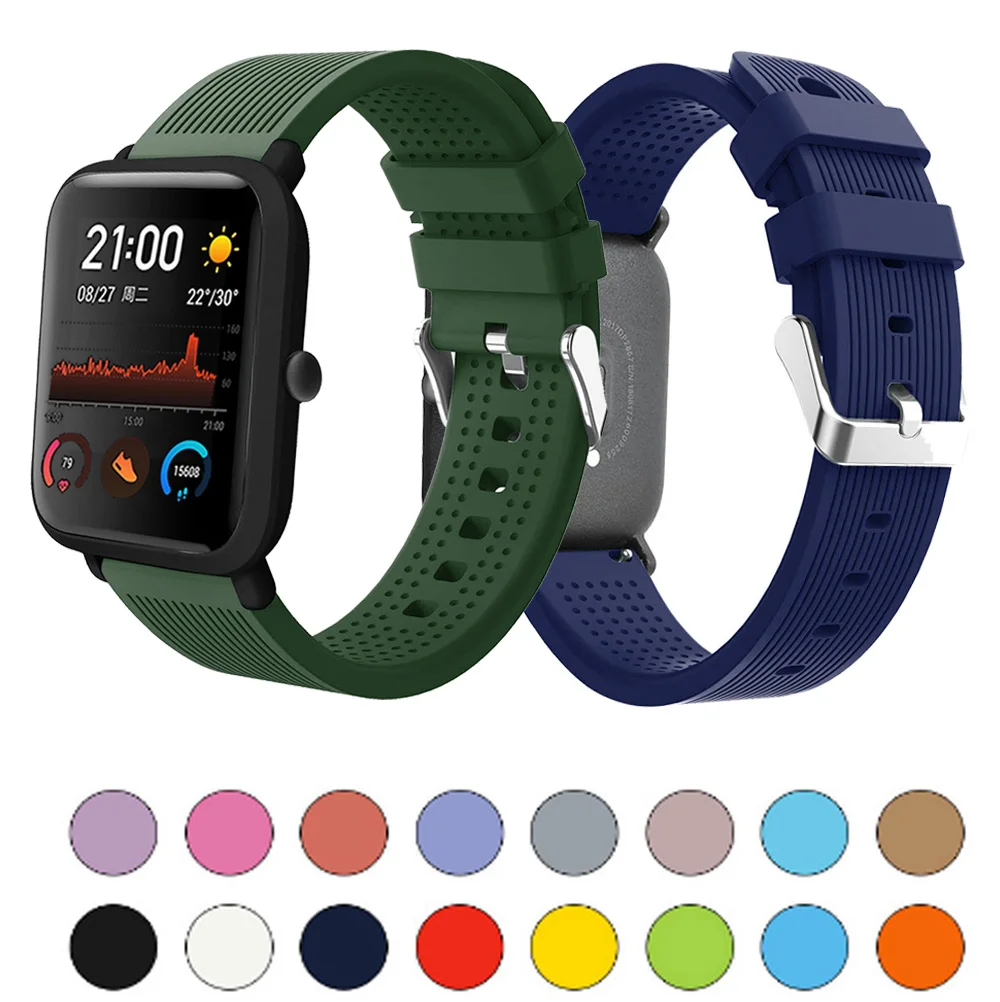 20 мм спортивный силиконовый ремешок для Huami Amazfit GTS GTR 42 Bip Pace Lite сменный резиновый