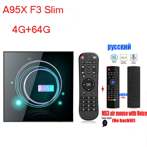 A95X F3 тонкий ТВ-приставка Android 9,0 Amlogic S905X3 4 Гб 64 Гб Wifi 4K 8K 60 кадров в секунду ТВ-приставка Netflix Youtube Smart tv Box A95XF3 - Цвет: 4G 64G MX3 VOICE