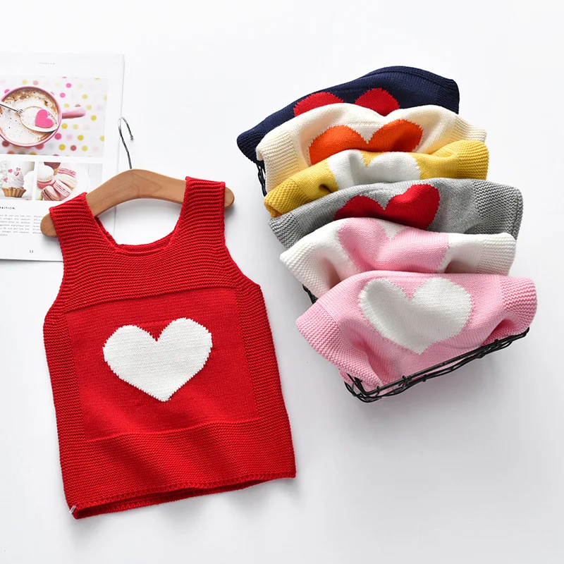 Autumn And Winter New Style Children Yarn Waistcoat Europe And America ai heart·traeh bao Knitted Vest Pure Cotton