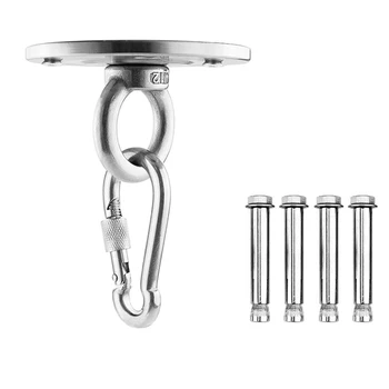 

SS304 360 Degree Rotate Swing Hangers Suspension Hooks Ceiling Mount with Carabiner & Screw for Boat Rigging, Yoga Swings