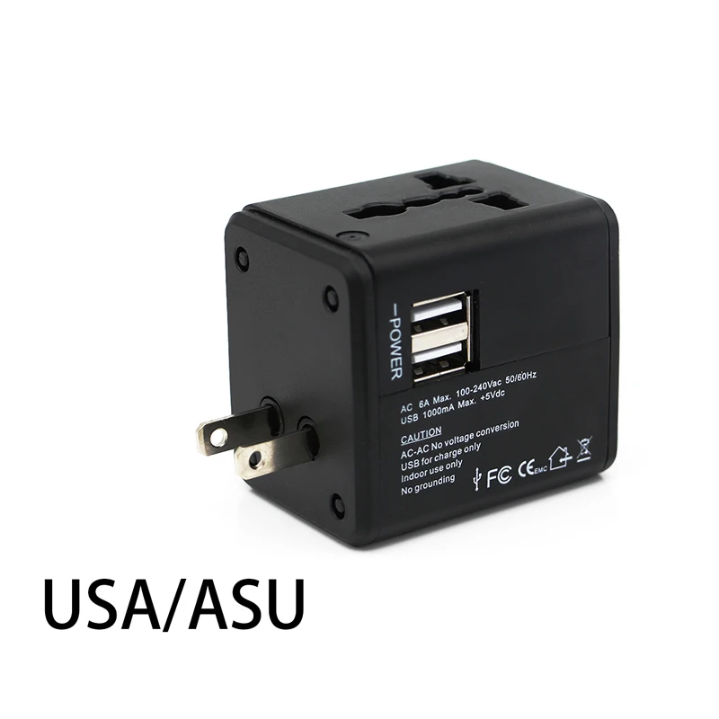 Адаптер для путешествий, двойное USB настенное гнездо зарядки, США, Великобритании, Австралии, ЕС, CN, быстрое зарядное устройство, адаптер, электрические вилки, розетки