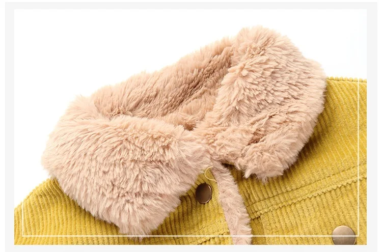 Autumn winter children's clothing jacket boys girls warm jacket children's baby rabbit plush thick coat lapel corduroy coat