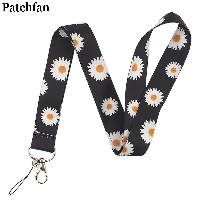 Patchfan маргаритки цветы ремешки для ключей в мобильный телефон ремни Ожерелье держатели карт тесьма ленты брелок на веревке камера A2355