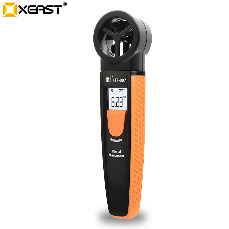 XEAST Hyun Оранжевый Мини HT-807 Анемометр, цифровой Bluetooth Цифровой Карманный анемометр термометр погоды