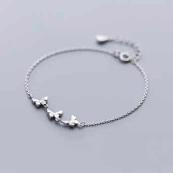

LKO new arrive fashion silver 925 butterfly simple and fashionable bracelet for women S925 romantic Sweet bracelet for girls