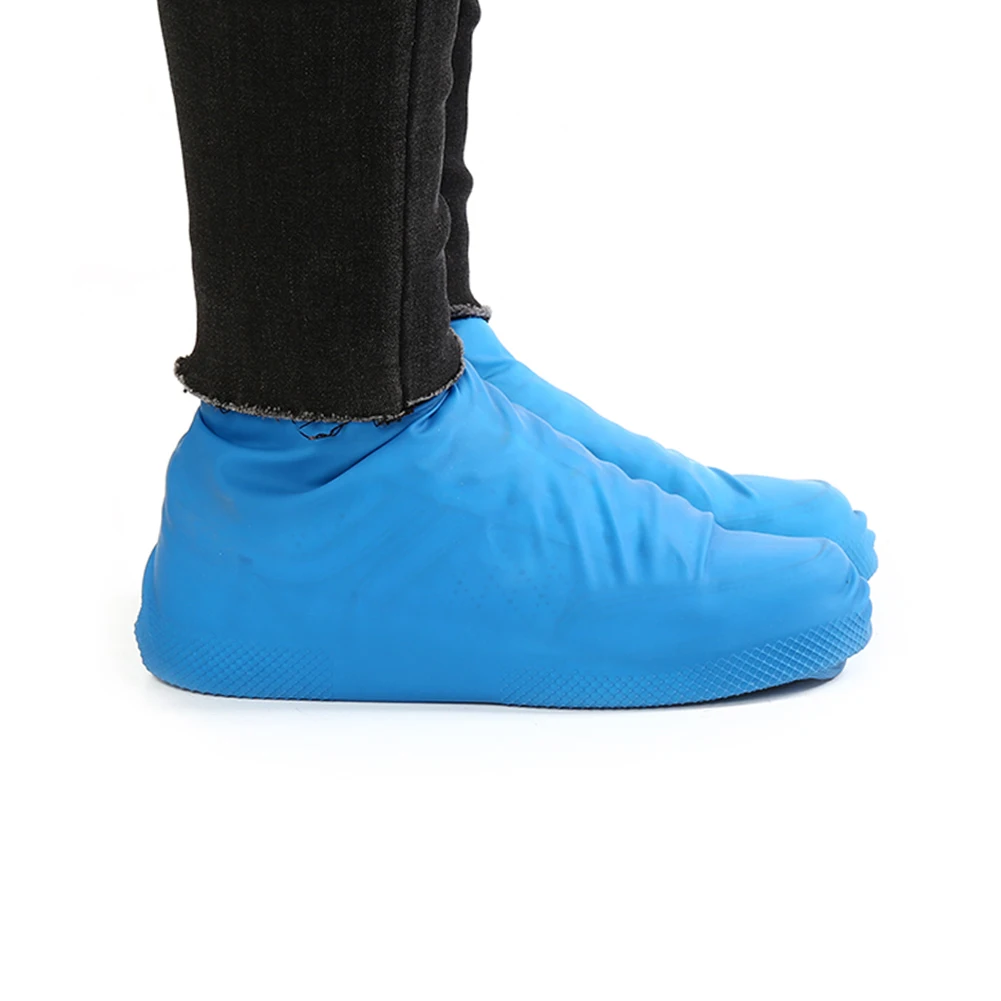 1 Pair Reusable Latex Waterproof Rain Shoes Covers Slip-resistant Rubber Rain Boot Black/Blue/Pink Shoes Protector Accessories