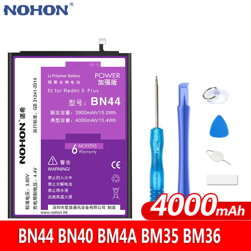 NOHON аккумулятор для Xiao mi Red 5 Plus 4 Pro 4C 5s батарея Bateria BN44 BN40 BM4A BM35 BM36 сменные батареи