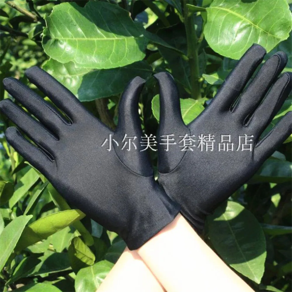 2 шт = 1 пара черно-белые летние перчатки мужские/женские перчатки из спандекса церемониальные перчатки гладкие тянущиеся перчатки для рук танцевальные ювелирные изделия - Цвет: Черный